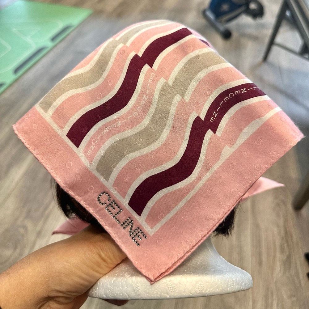 Celine Pink and Burgundy Silk Scarf just removed tags. Cotton/ silk scarf nwot.